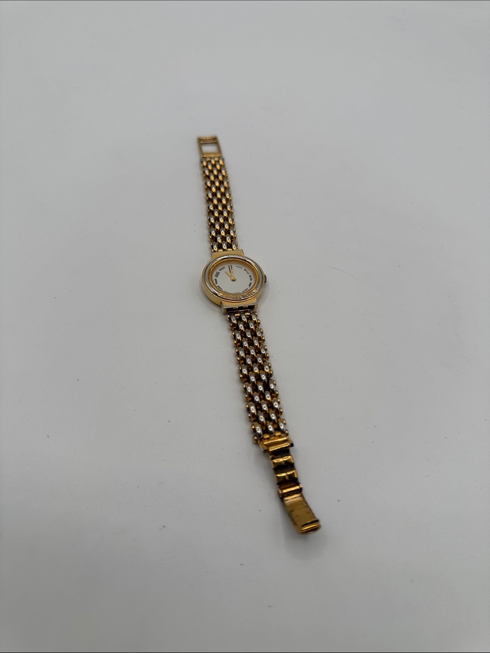 Classic Gold-Tone Women's Bracelet Watch with White Dial Made in France